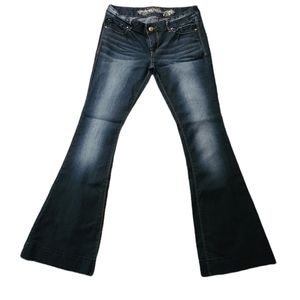 Express dark denim flare jean